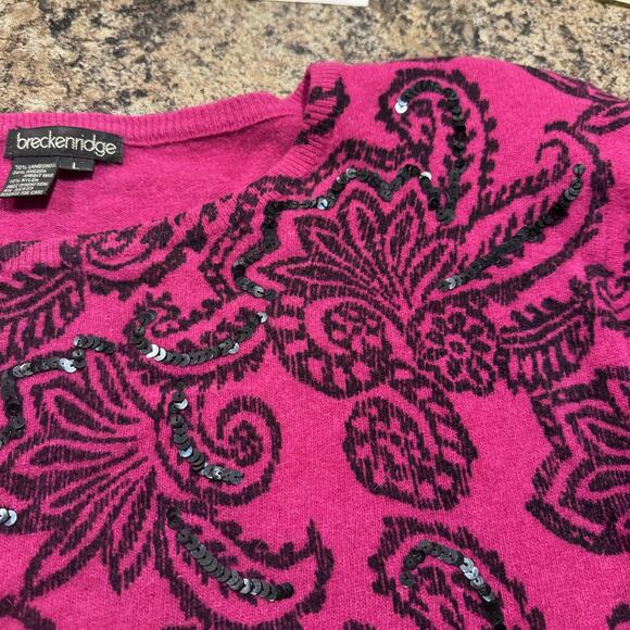 Vintage Sweater Lambswool Angora Sequin Y2K Coquette Retro Cozy Boho Fairy Large - Picture 4 of 5